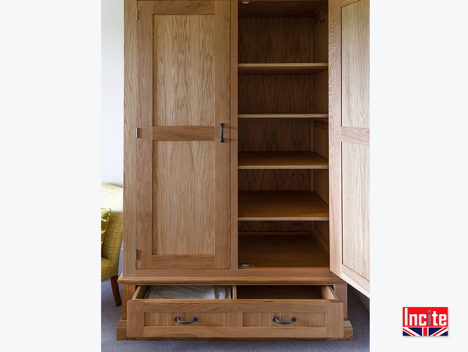 Bespoke Oiled Finshed Oak Combination Wardrobe Incite Interiors